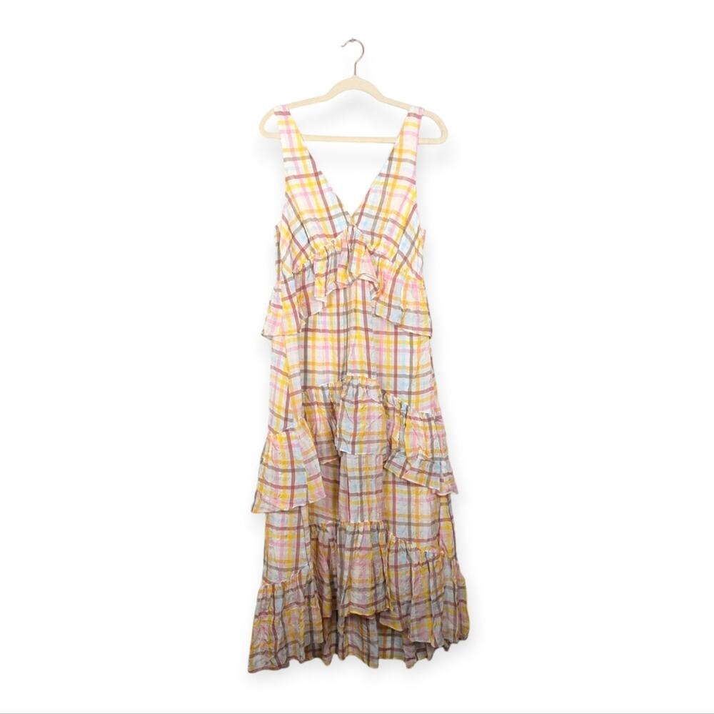 NWT Cinq a Sept Astor Plaid Gingham Midi Dress